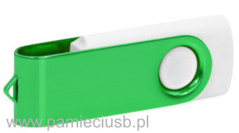 Twister usb pamięć reklamowa zielona blaszka, biały korpus