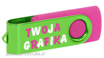 Twister usb pendrive blaszka zielona korpus różowy